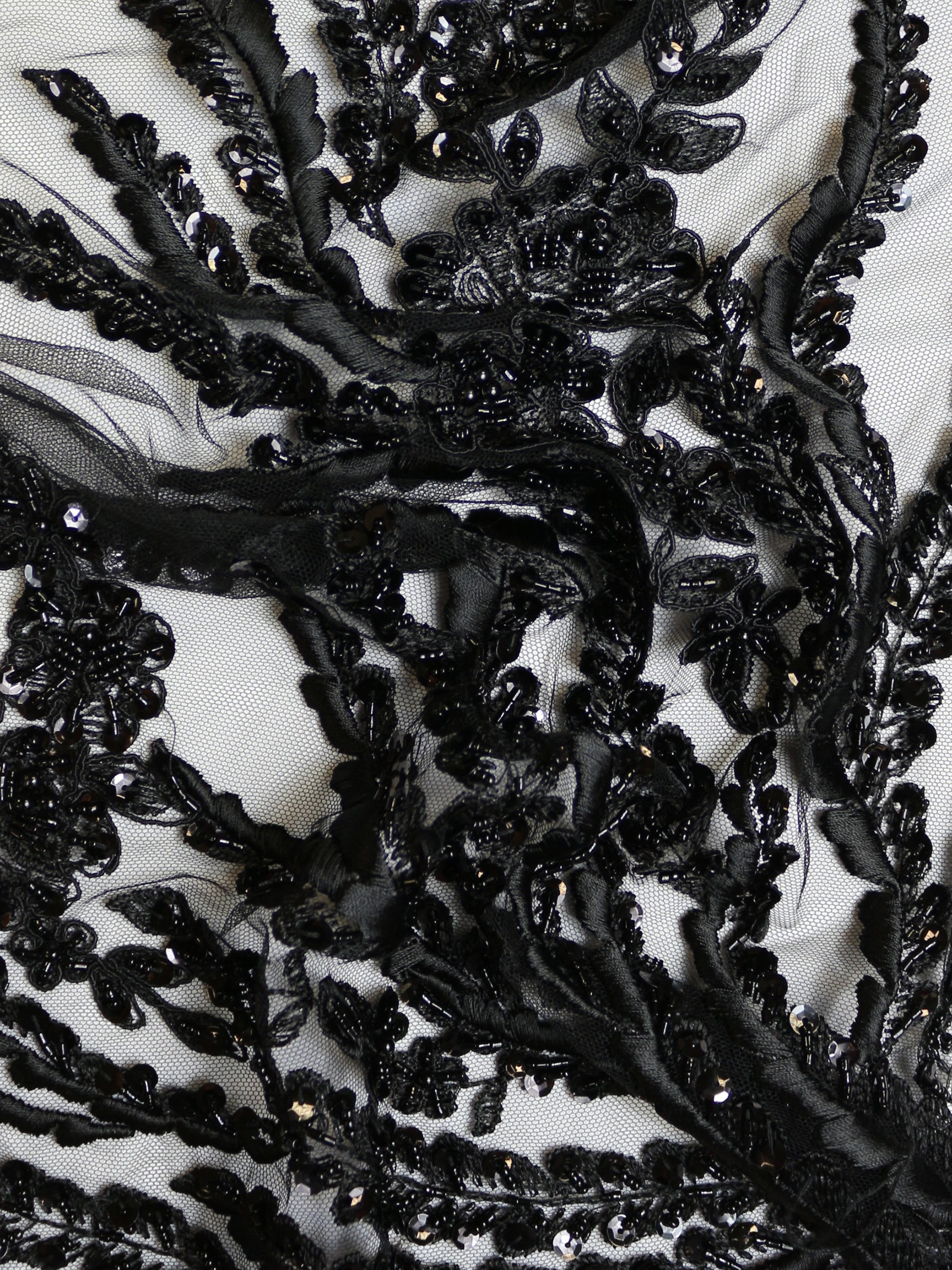 Schwarze Perlenstickereispitze - Fleur