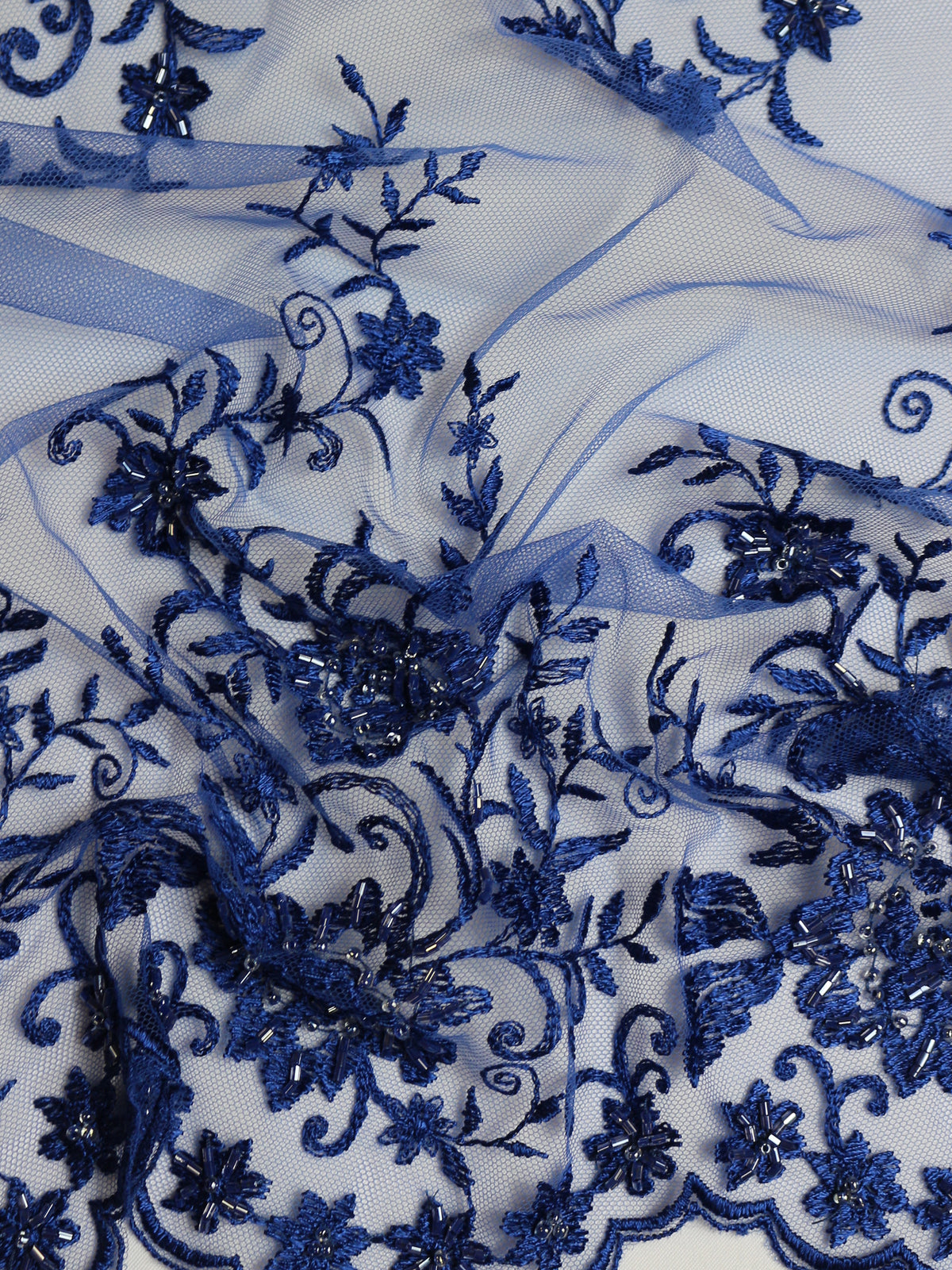 Königsblaue Perlenstickereispitze – Halo