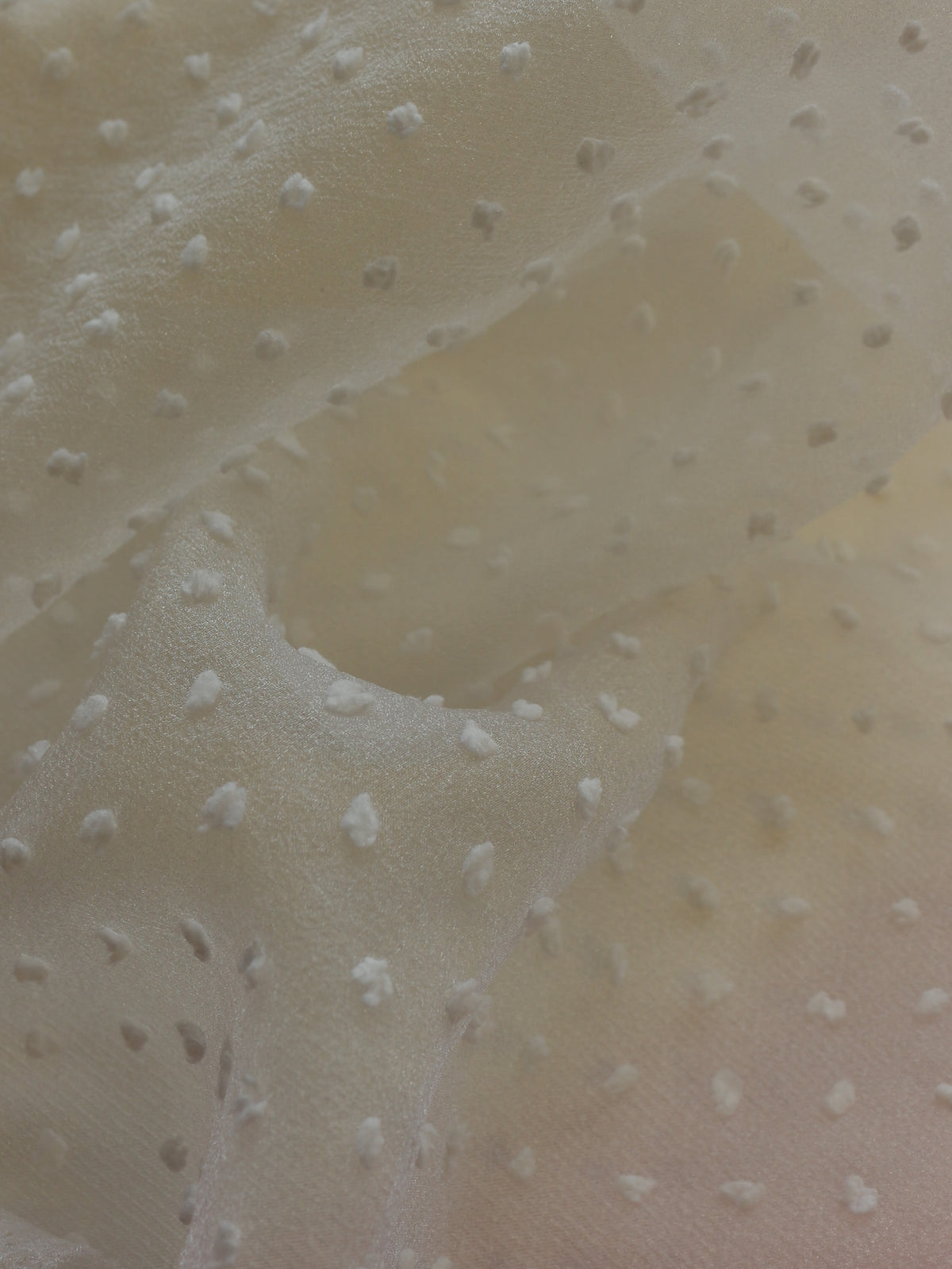 Elfenbeinfarbener Polyester-Fil-Coupé-Organza – Infatuation