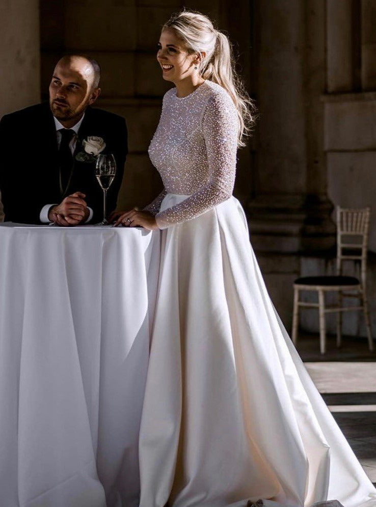Elfenbeinfarbener Pailletten-Georgette – Ardour