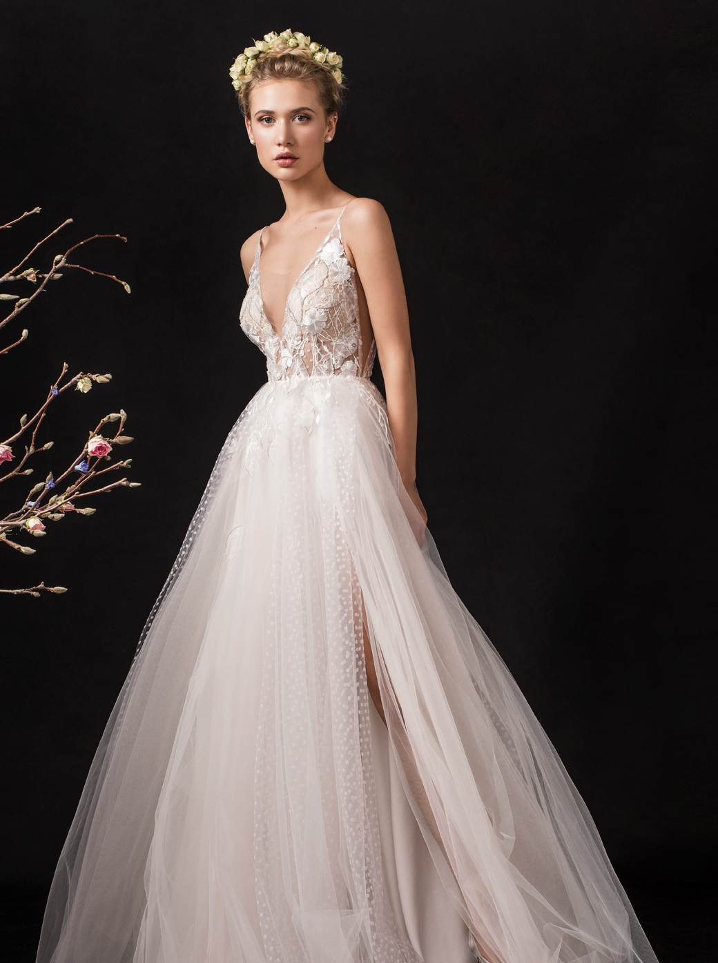 Elfenbeinfarbene bestickte Spitze – Galliano