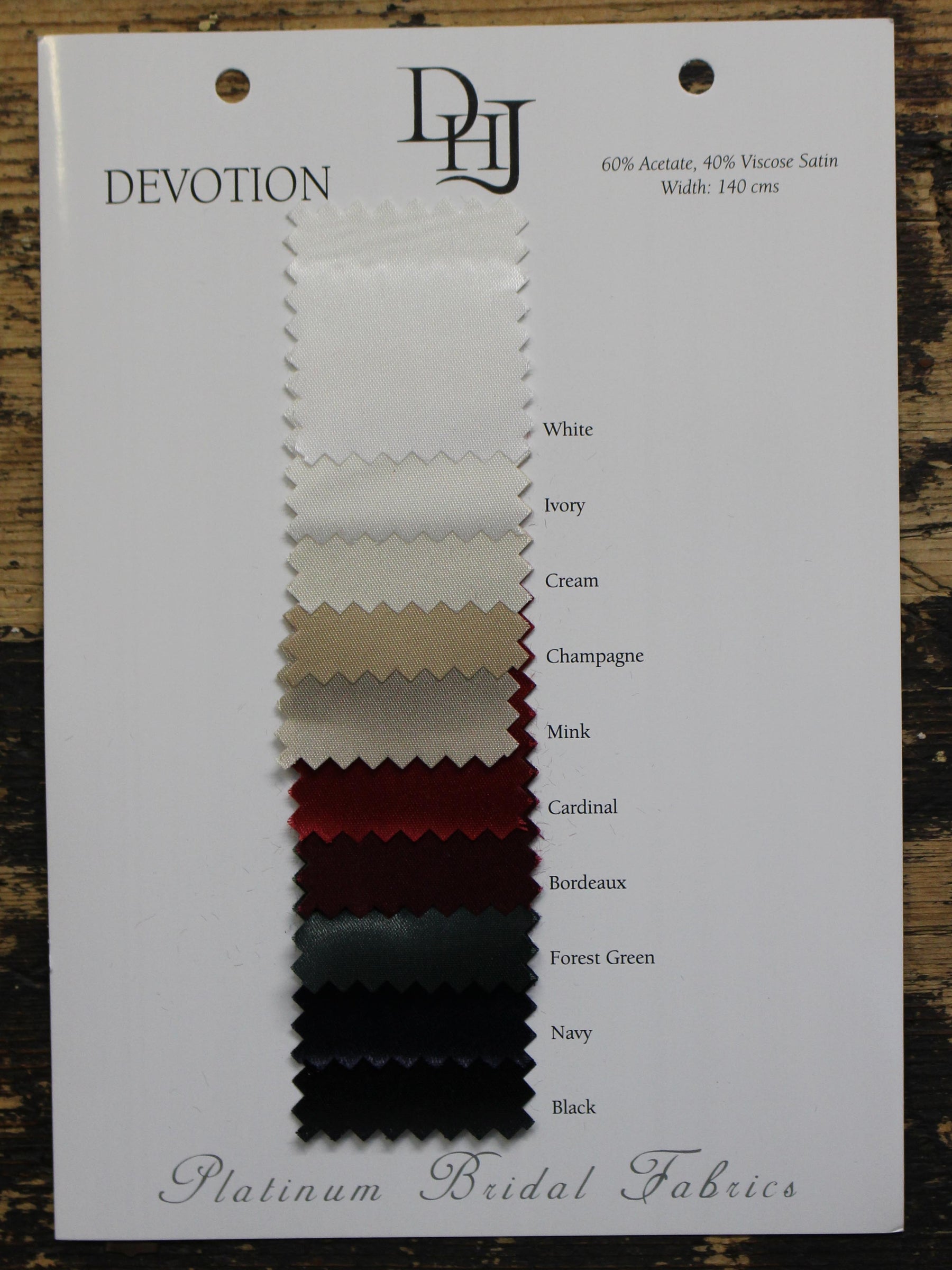 Musterkarte aus Acetat-Viskose-Satin – Devotion