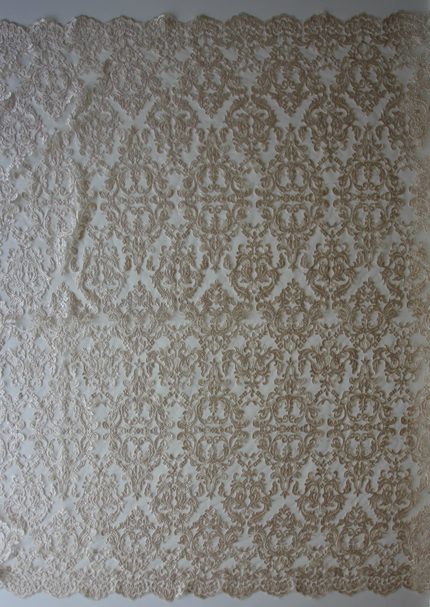 Champagnerfarbene Pailletten-Stickspitze – Albany