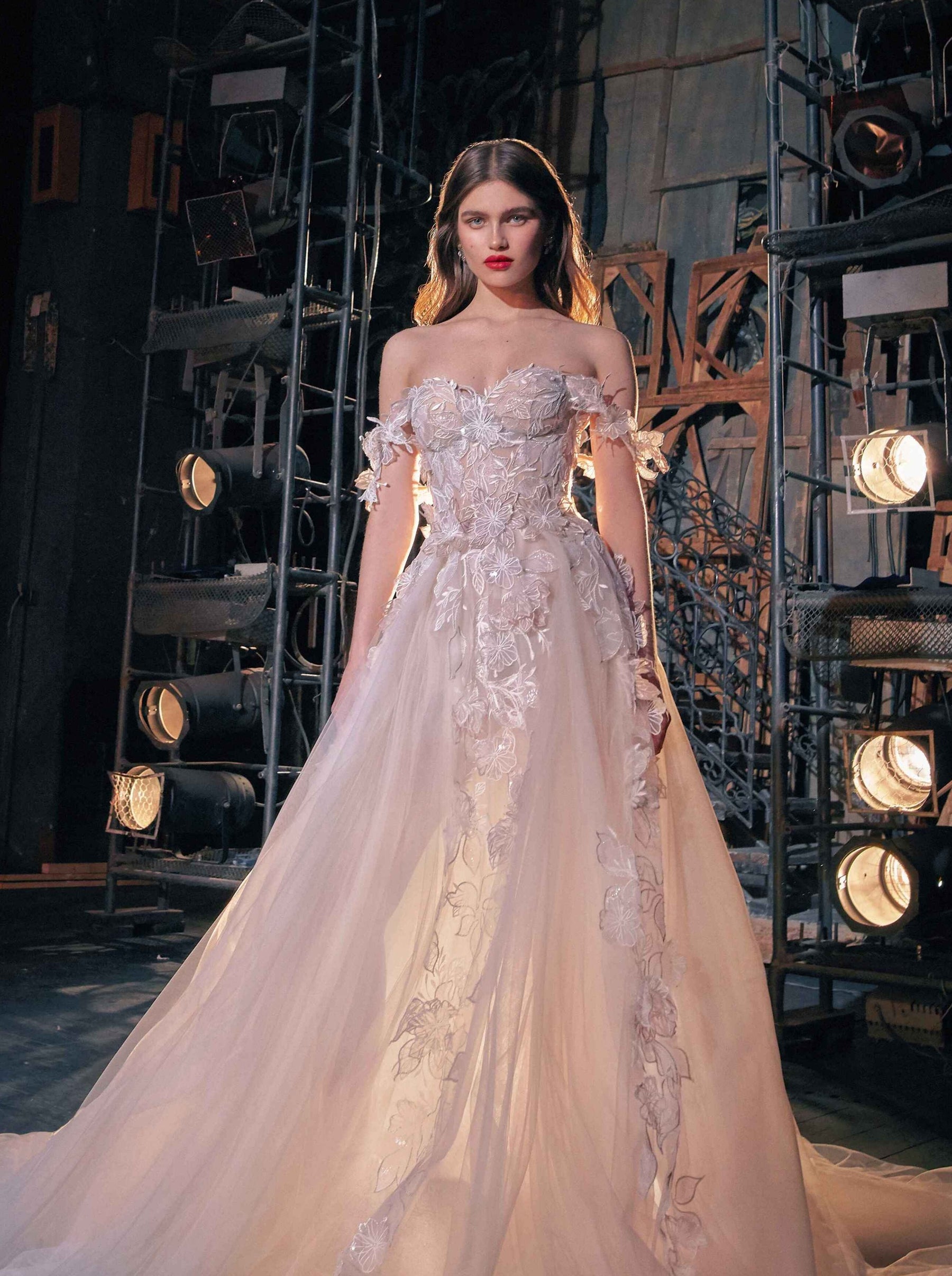 Rosa bestickte Spitze – Galliano