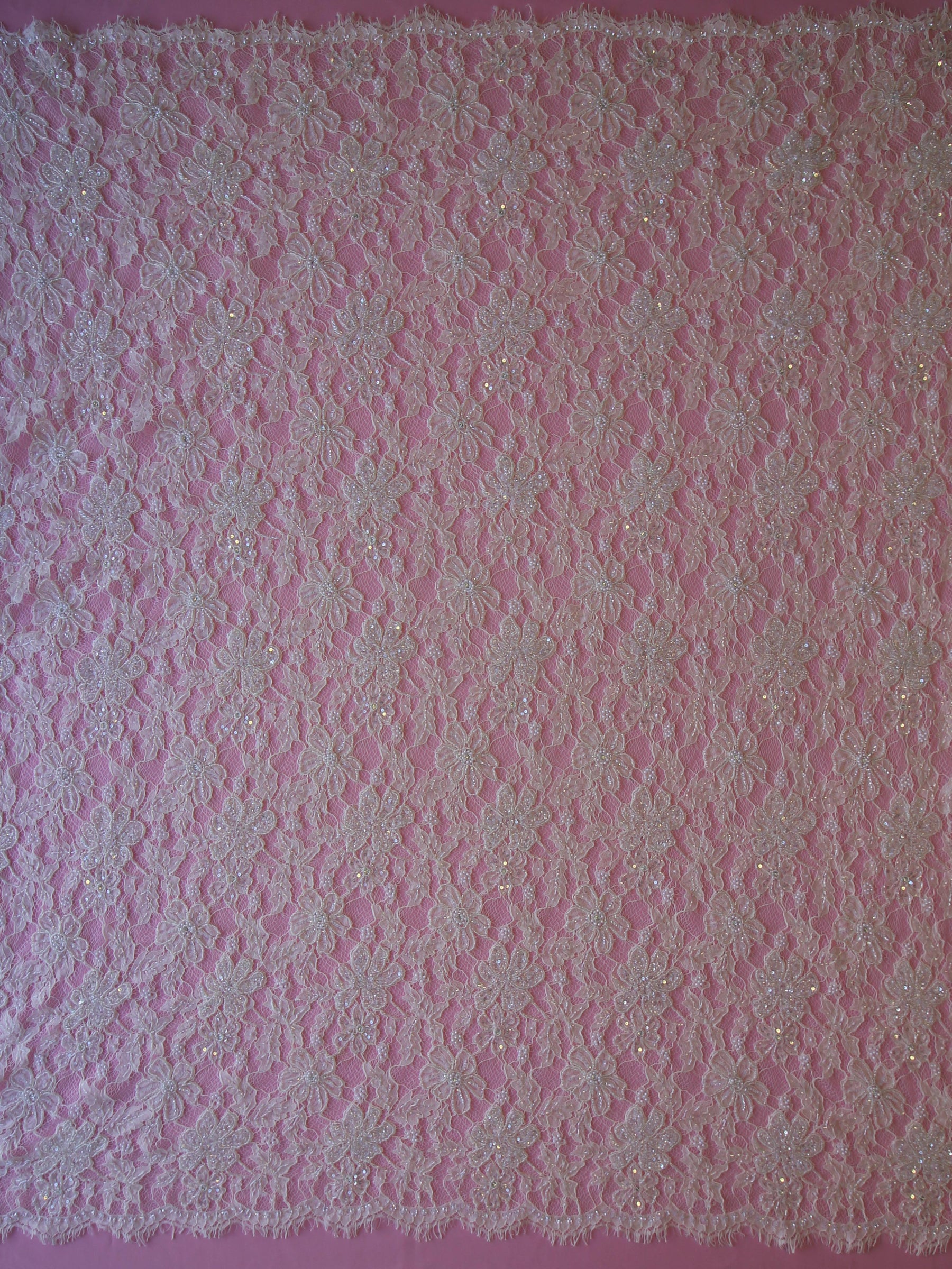 Elfenbeinfarbene handbestickte Raschel-Spitze – Trudy