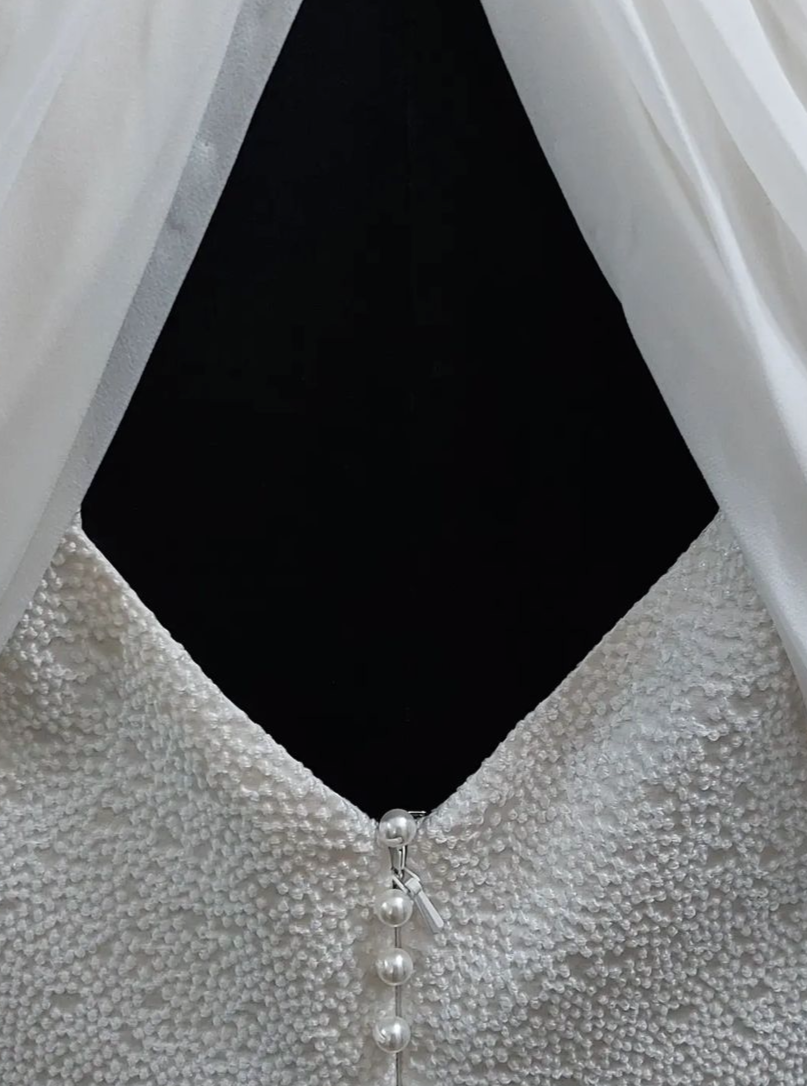 Elfenbeinfarbener Jacquard-Punktstoff – Joviality