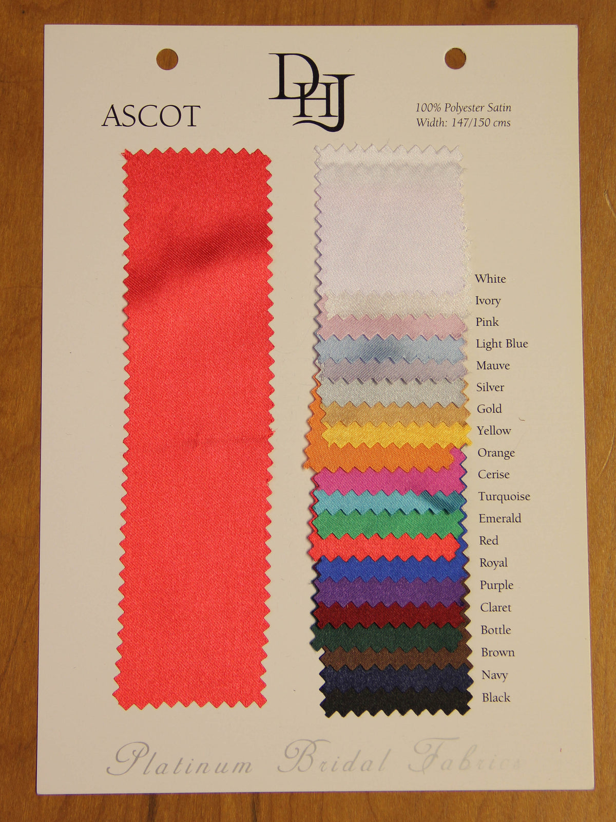 Musterkarte aus Polyestersatin – Ascot