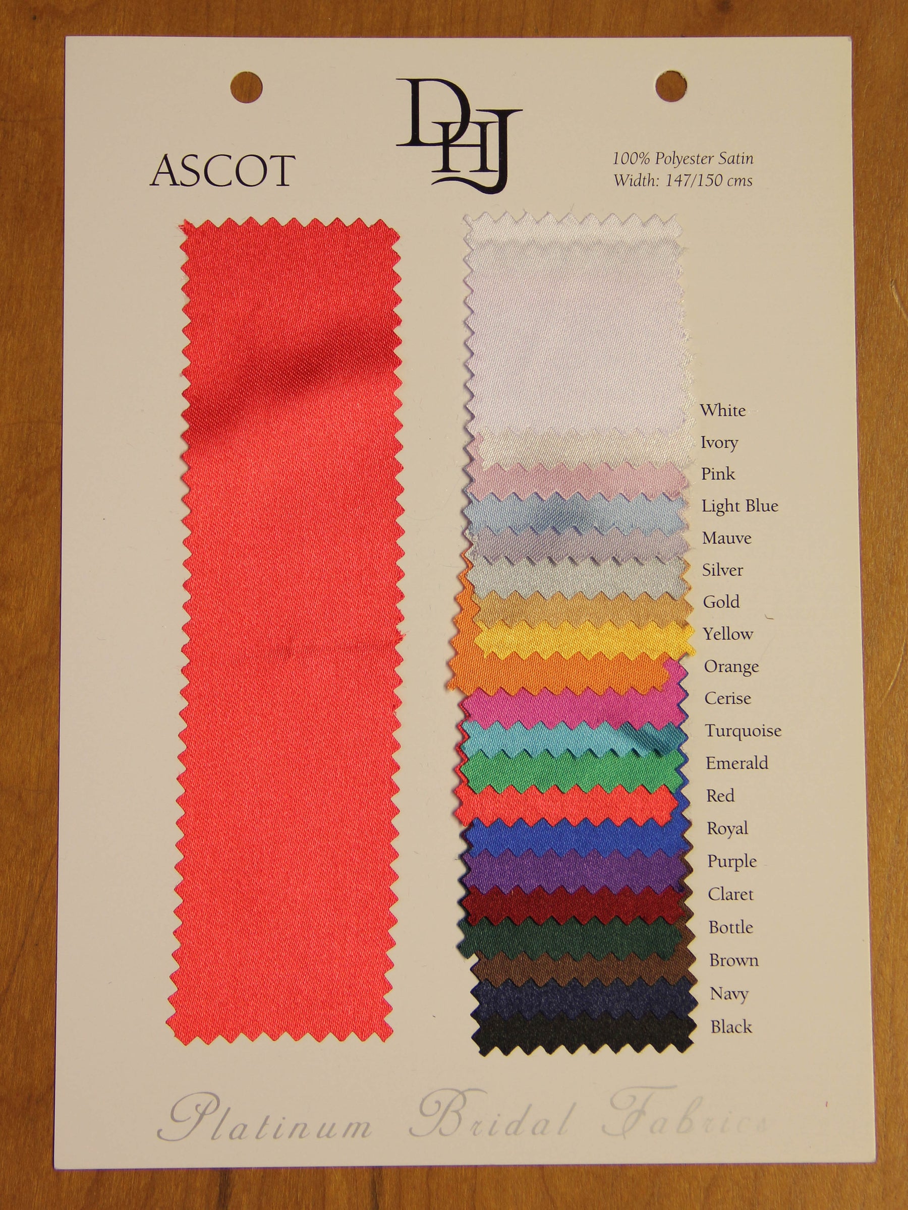 Musterkarte aus Polyestersatin – Ascot