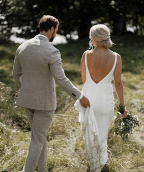 Ivory beaded wedding dress with beaded lace fabric Mallory 4