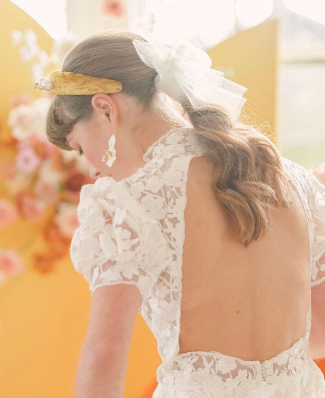 Ivory embroidered floral lace wedding dress using ivory flower lace Absolon 5