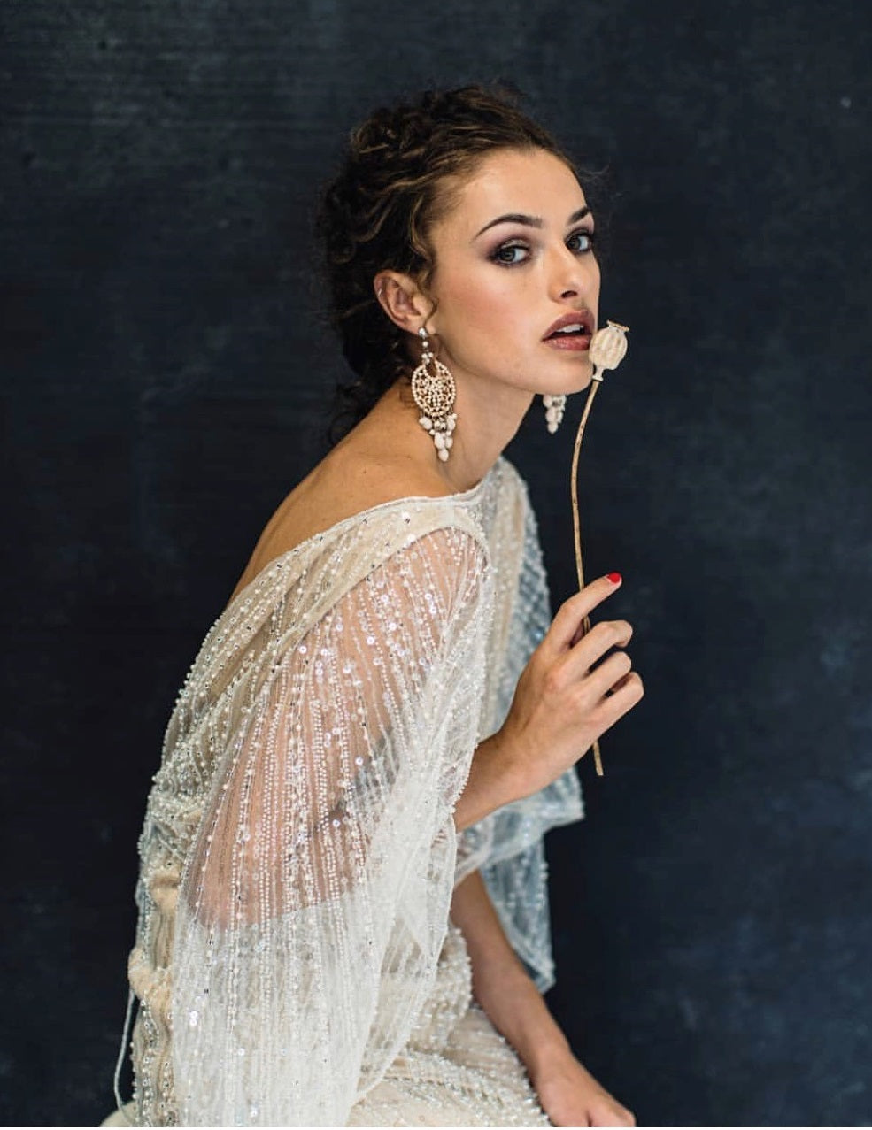 Vintage inspired weddding dress using ivory beaded sequinned lace Fatoumata 10