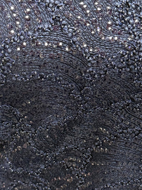 Marineblauer, 3D-bestickter Perlen-Tüll - EB1021
