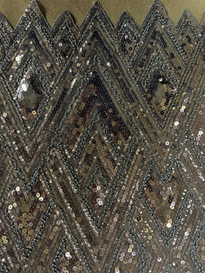 Hellgrauer, bestickter Perlentüll - EB1046