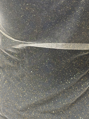 Elfenbeinfarbener Tüll mit Goldglitzer - P15