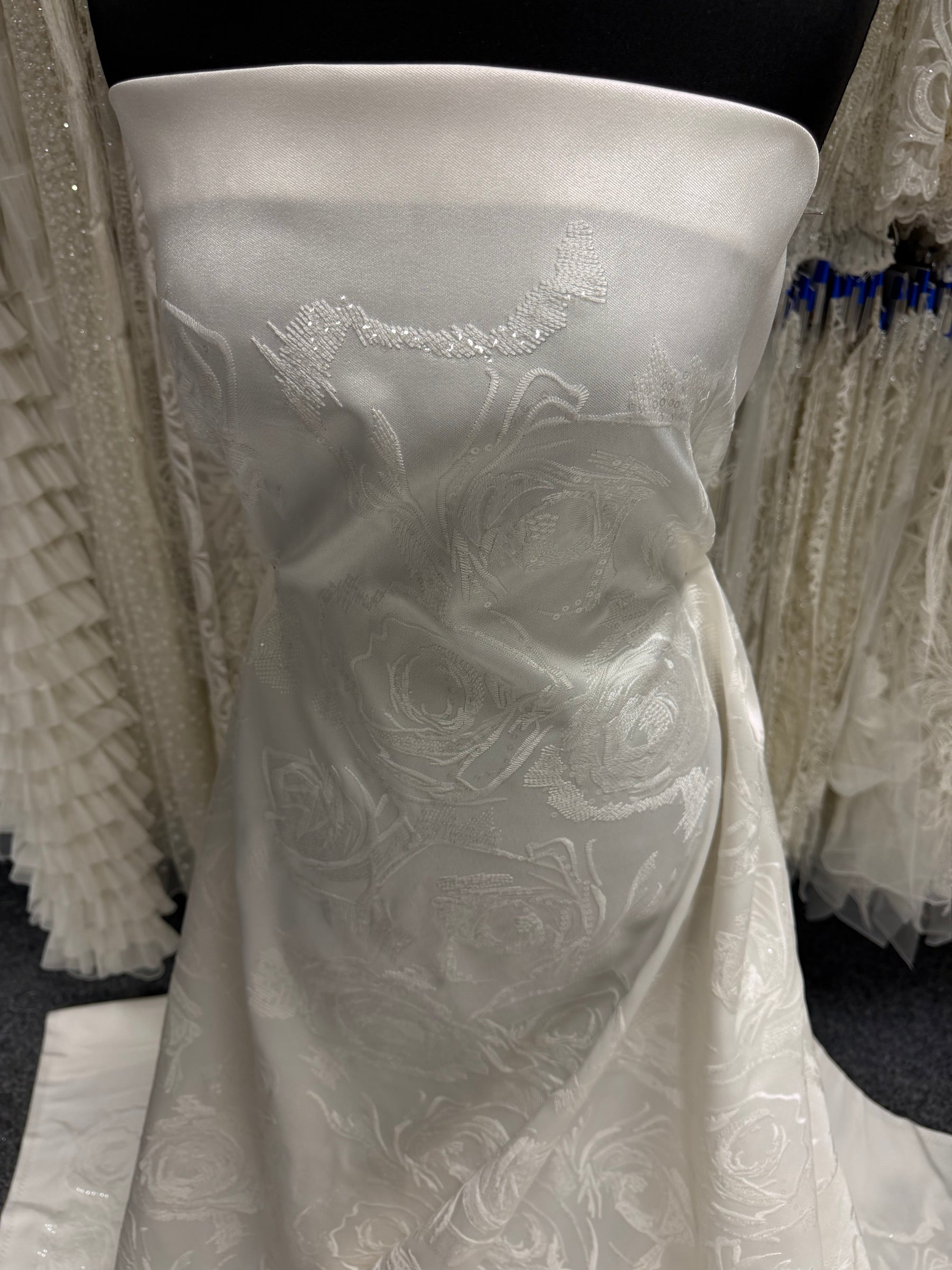 Ivory Embroidered Mikado - Vegalo
