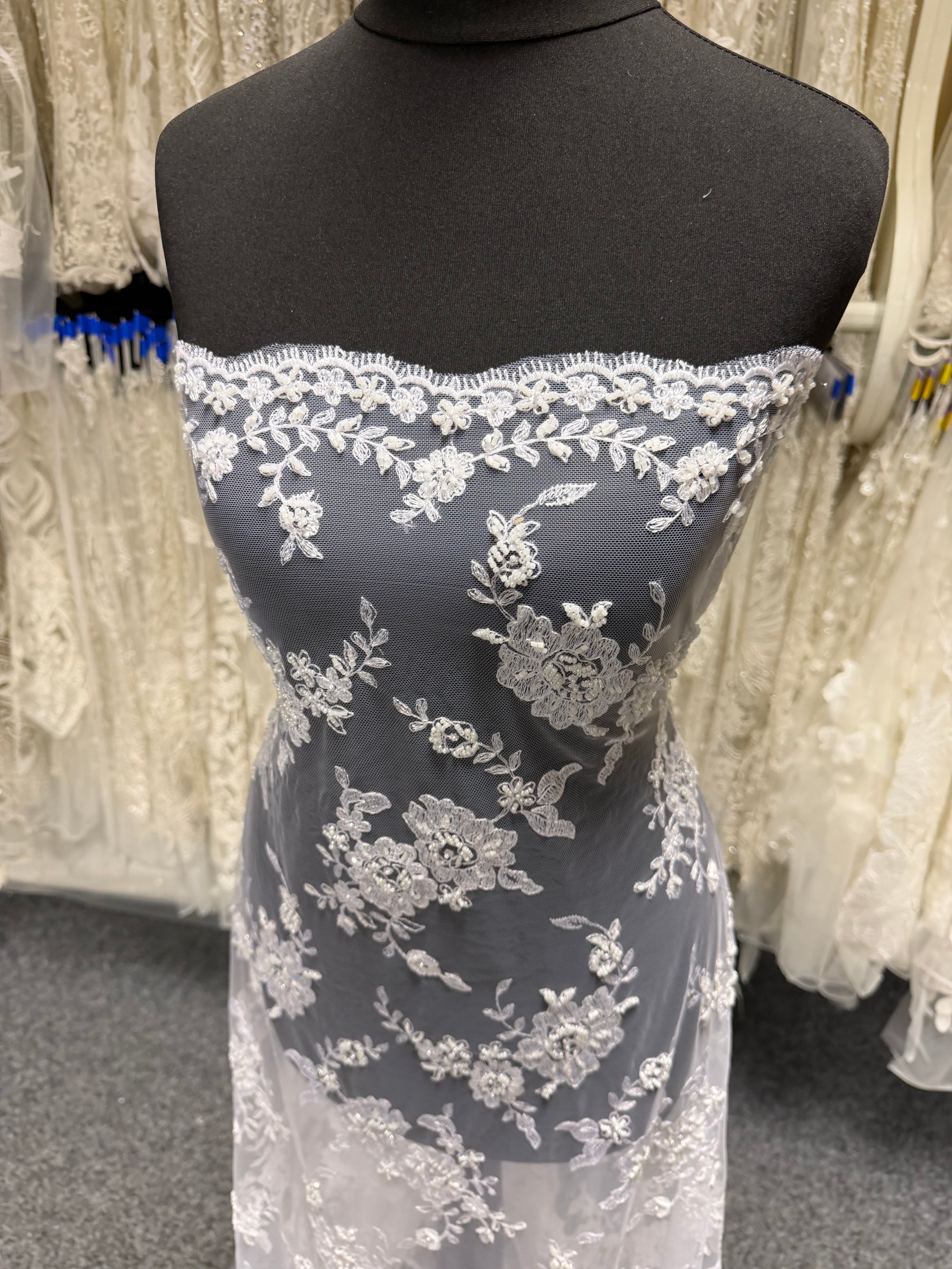 White Beaded Embroidery Lace - P483