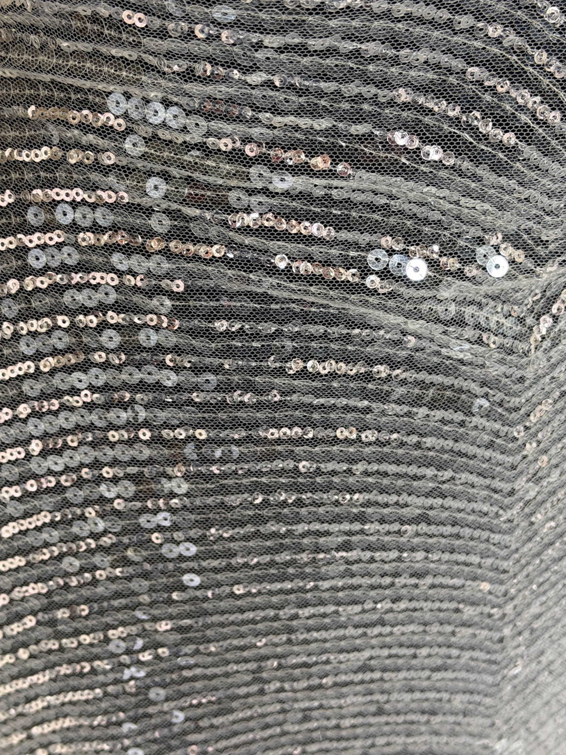 Elfenbeinfarbener, bestickter Paillettentüll – EB3020