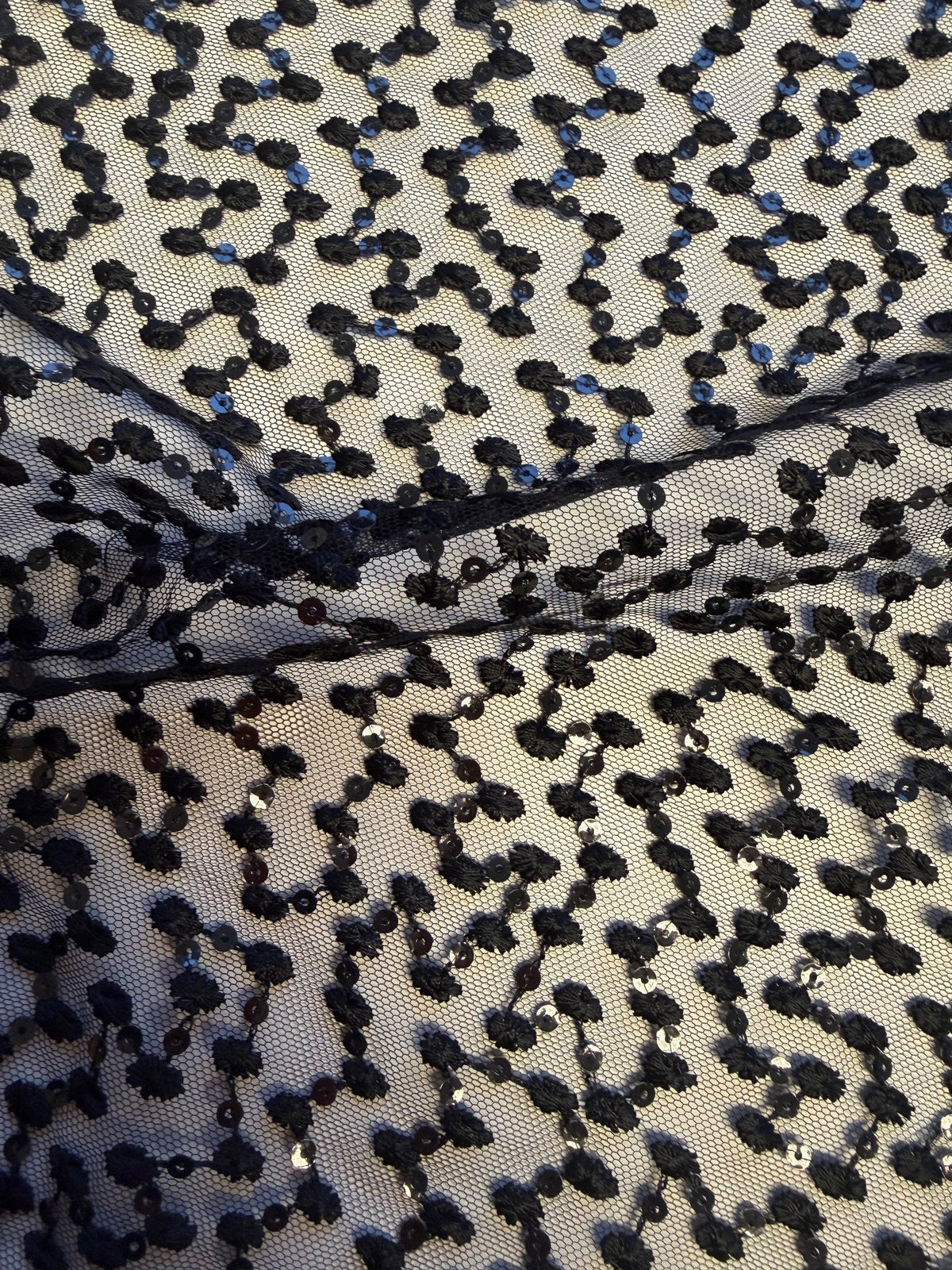 Schwarze Paillettenstickerei-Spitze - EB3029