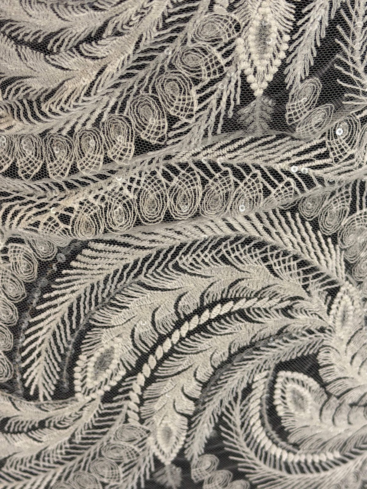 Elfenbeinfarbene Paillettenspitze - EB3048