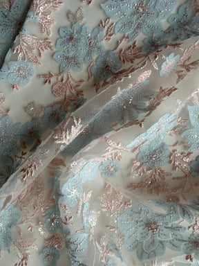 Rosa-blaue bestickte Spitze - EB3053