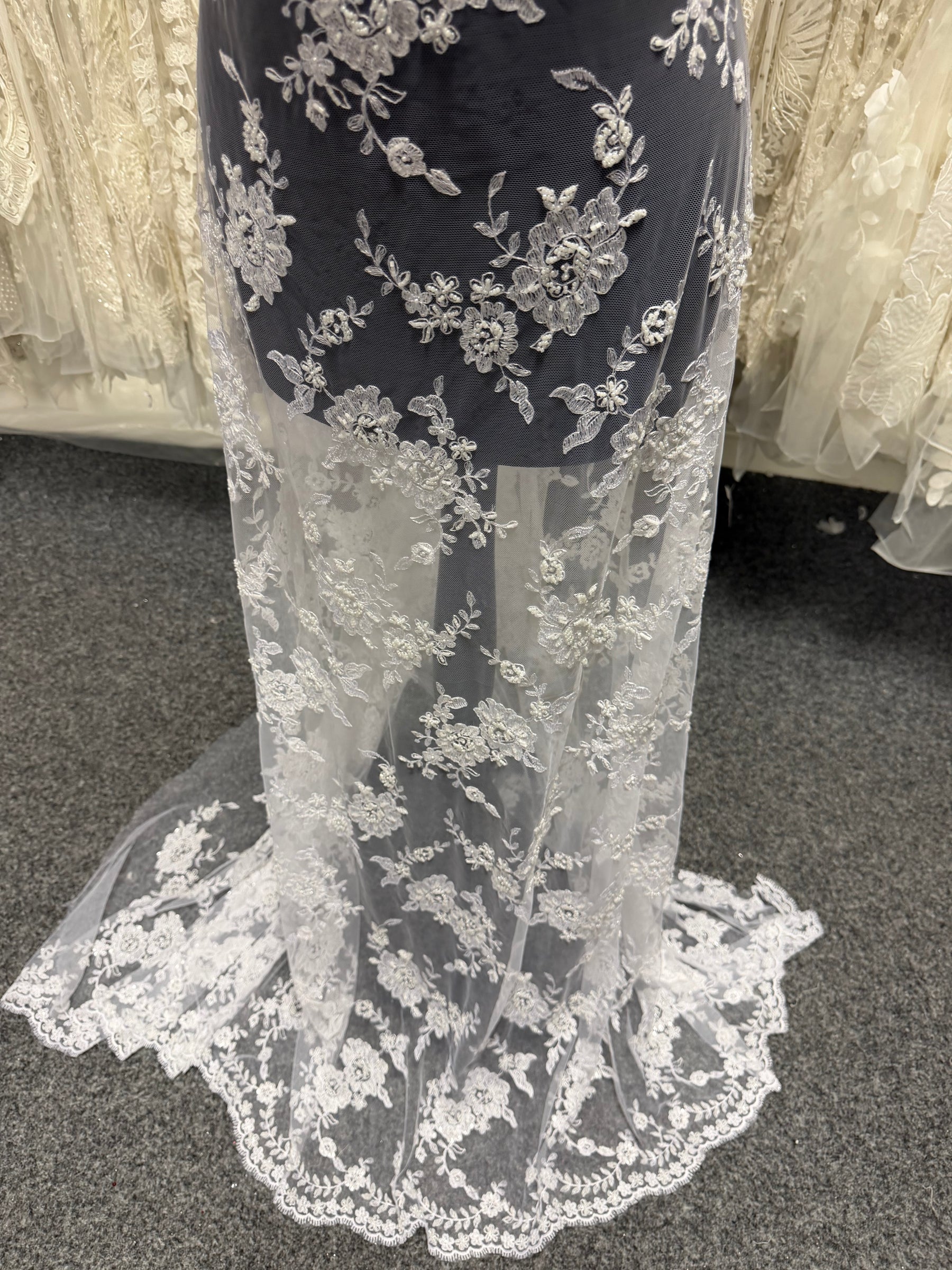 White Beaded Embroidery Lace - P483
