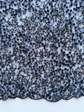 Marineblauer, bestickter Perlentüll - EB1050