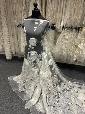 Elfenbeinfarbene 3D-gestickte Spitze – Asalla 