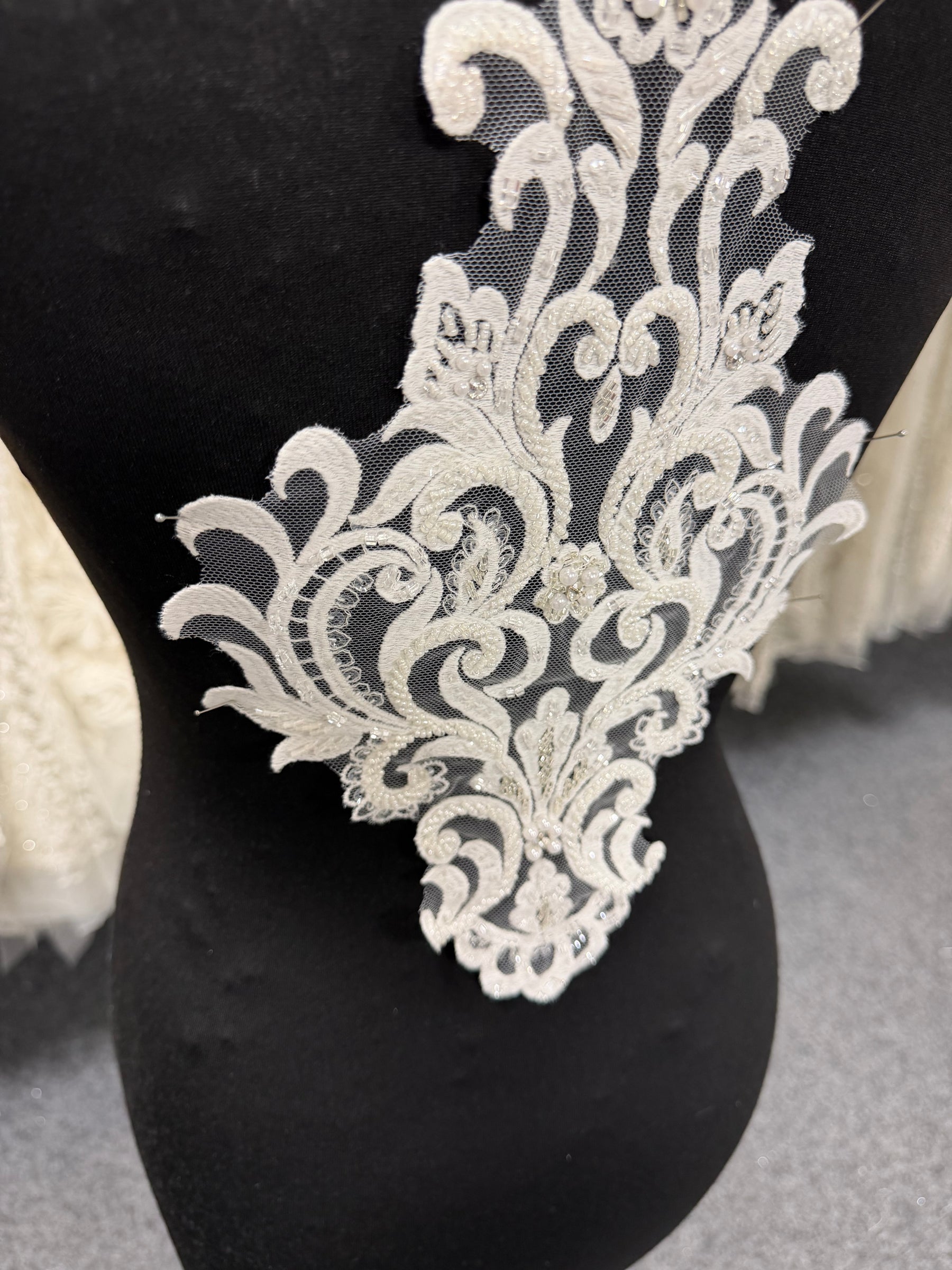 Ivory Beaded Lace Applique - T814
