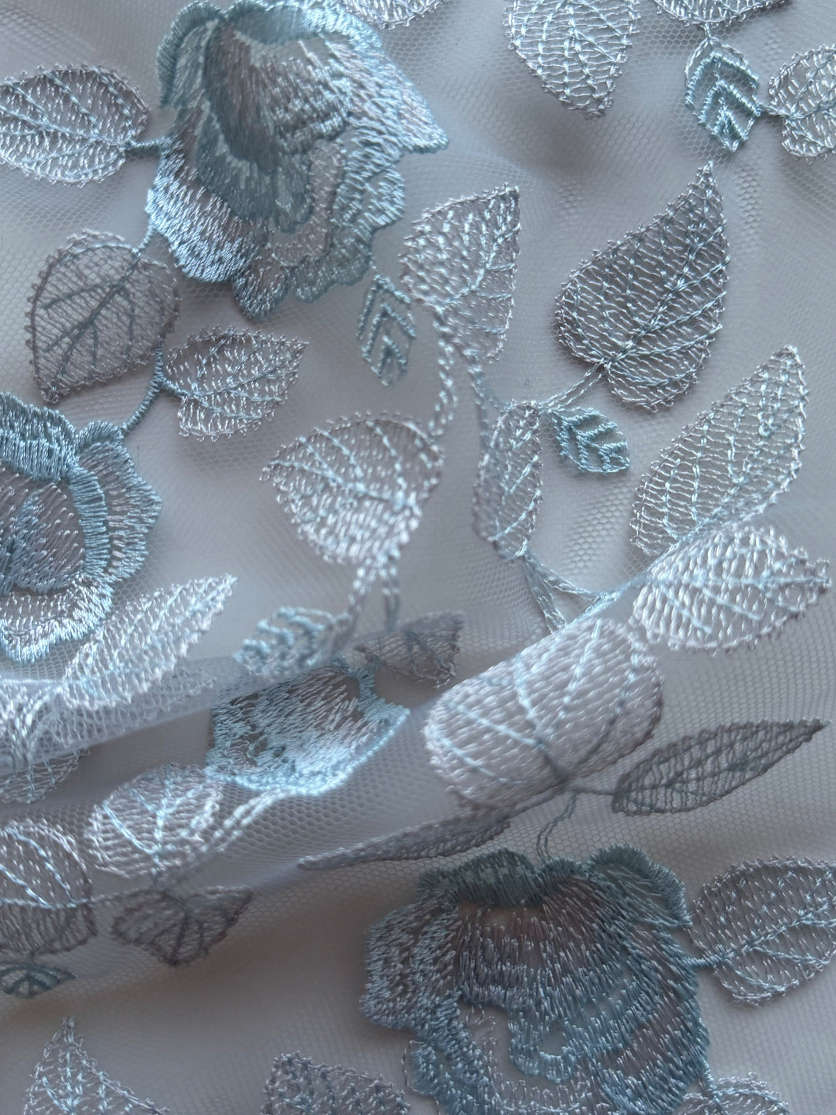 Silberne und blaue Stickspitze - EB5042