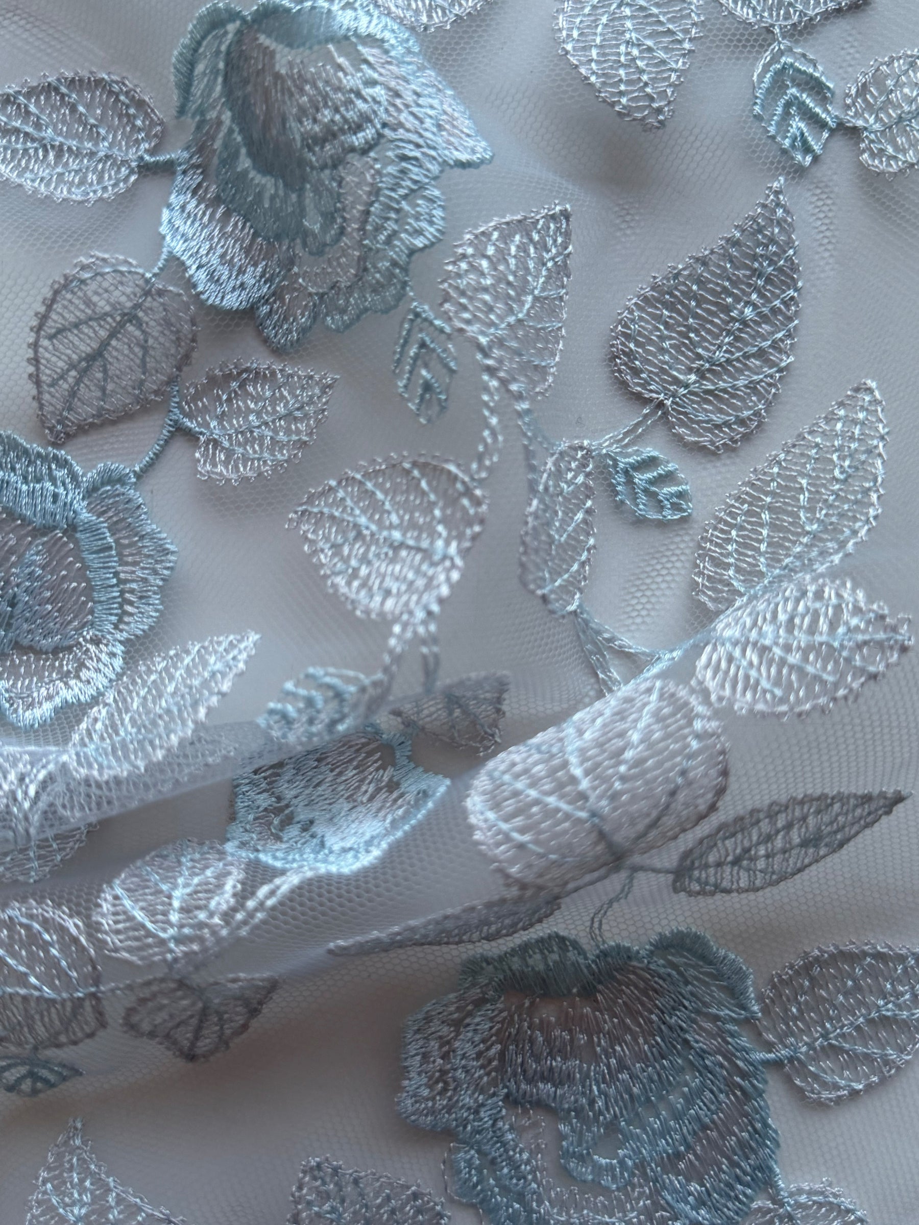 Silberne und blaue Stickspitze - EB5042