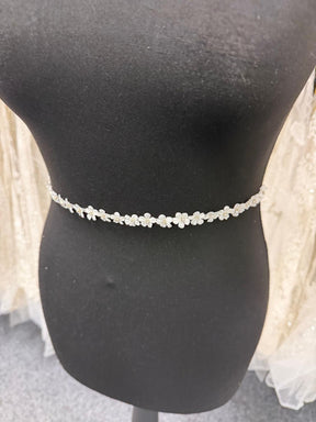 Elfenbein 3D Georgette Blüten Kristallbesatz - EH1020