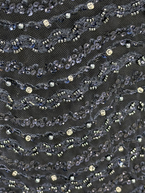 Marineblaue Perlenstickerei - P809