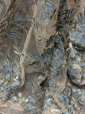 Blauer Spitzenstoff mit goldener Kordel - Kylar
