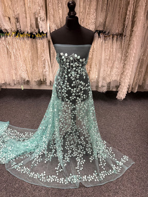 Türkisfarbene 3D-Stickspitze - EB5034