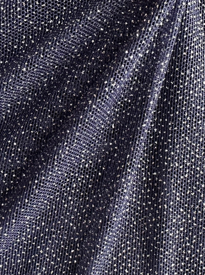 Marineblauer Stretch-Glitzerstoff - Ballerina