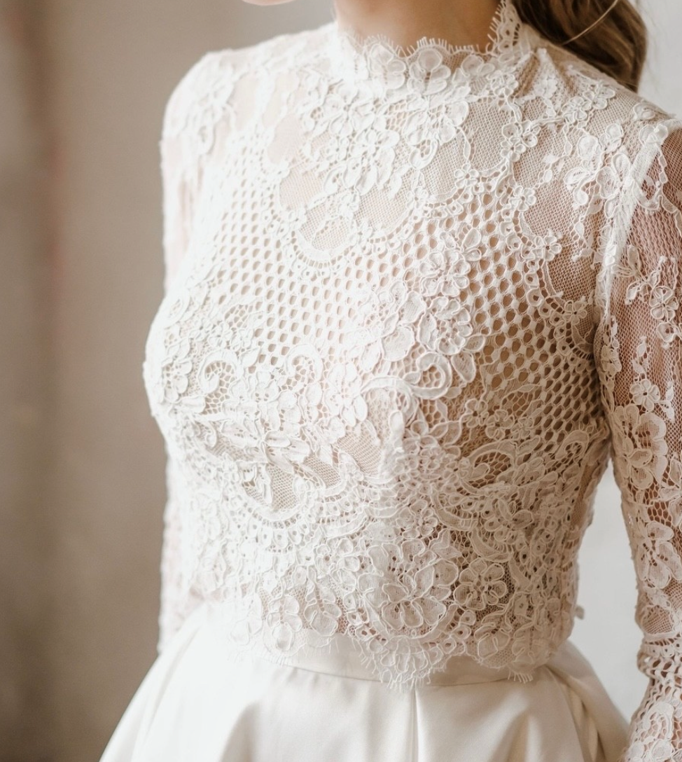 Elfenbeinfarbene, schnurgebundene Raschelspitze - Baum (LA7011)