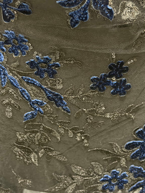 Schwarze und marineblauen 3D-Samtspitze - EB3056