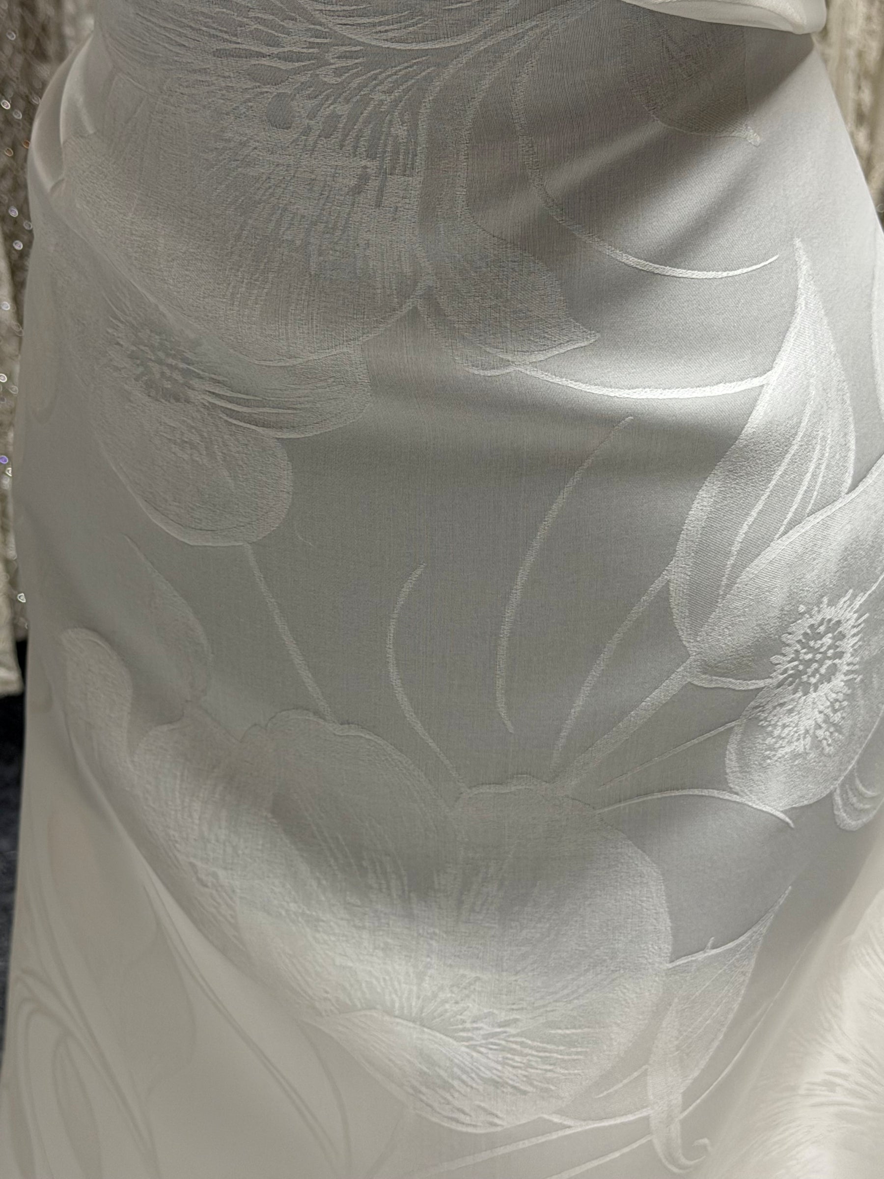 Elfenbein Großflächig 100% Seidenjacquard-Brokat - Candido