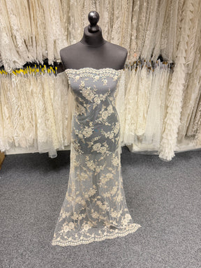 Champagne Beaded Embroidery Lace - P483