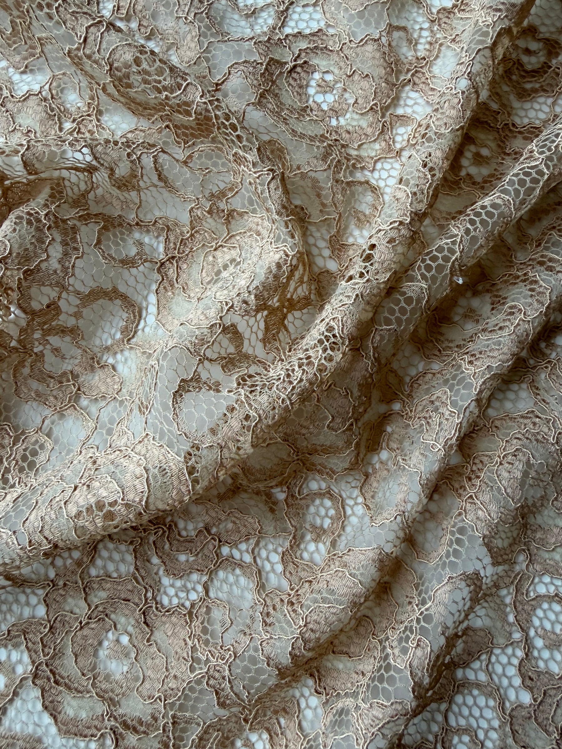 Beige Kordelspitze mit Stretch - P619