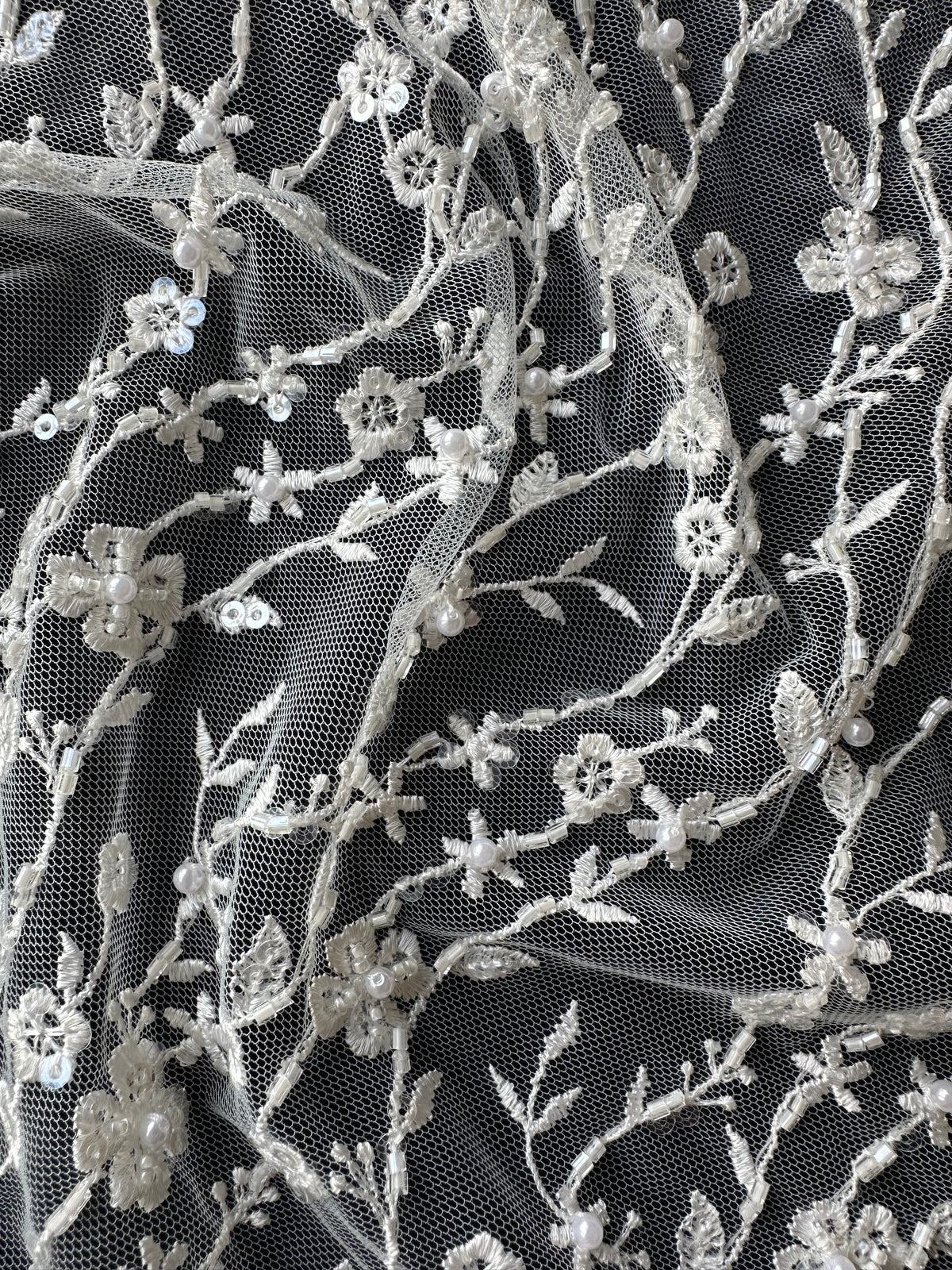 Elfenbeinfarbene Perlenspitze - Laranjal 