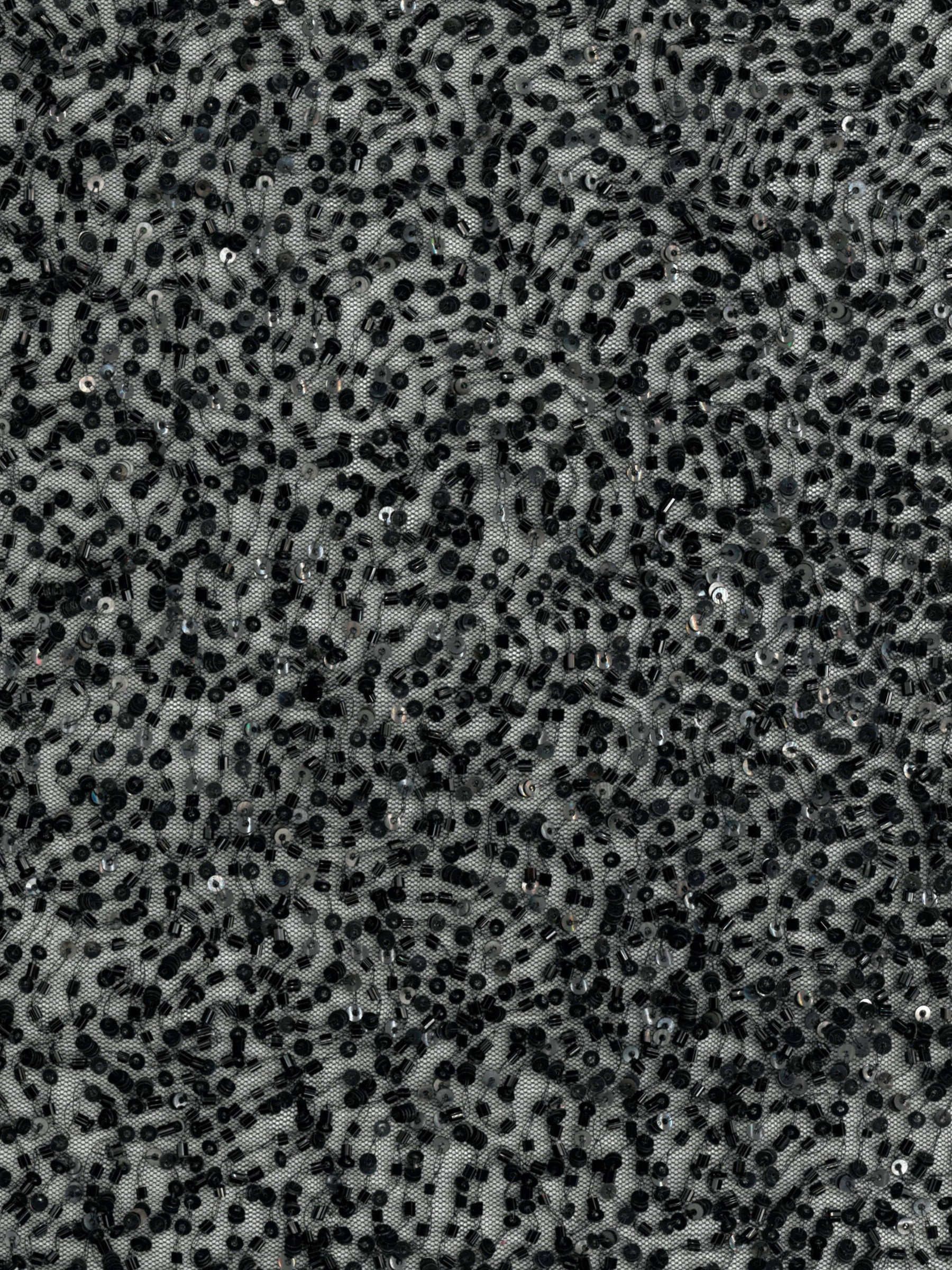 Schwarzer, bestickter Perlen-Tüll - EB1012