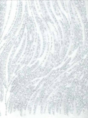 Babyblauer, bestickter Tüll mit Perlen - EB1068