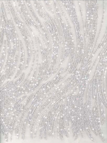 Lavendelfarbener, bestickter Tüll mit Perlen - EB1068