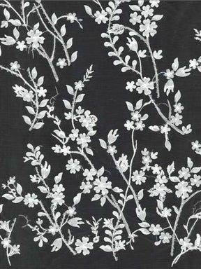 Elfenbeinfarbener, bestickter Tüll mit Perlen - EB1073