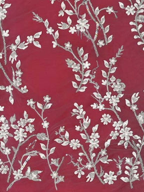 Champagner/Silber bestickter Tüll mit Perlen - EB1073