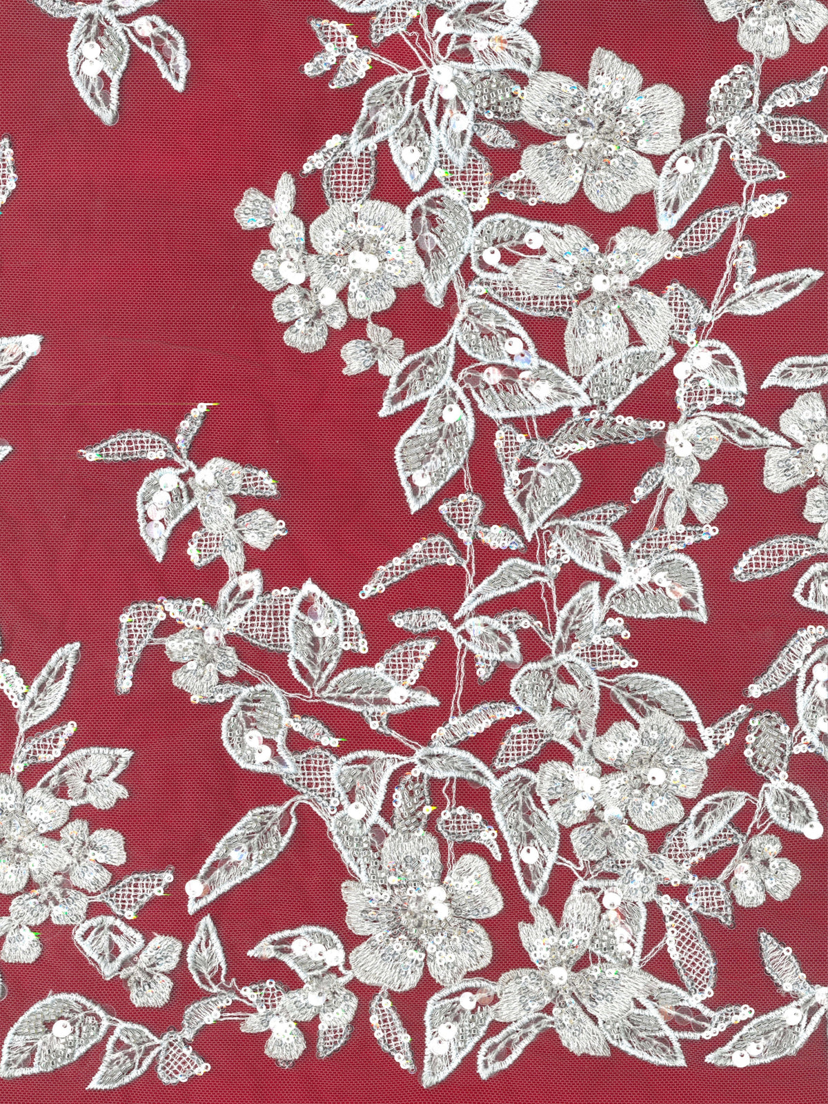 Grau/Blauer bestickter Perlen-Tüll - EB1085