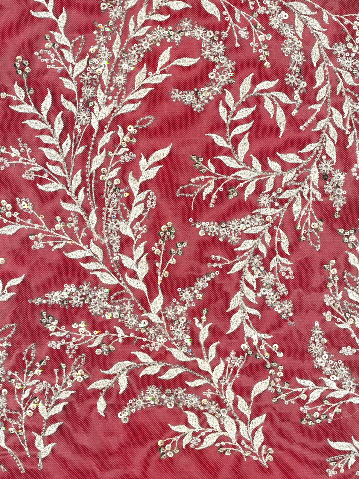 Hautfarbener/goldener, bestickter Tüll mit Perlen - EB1086