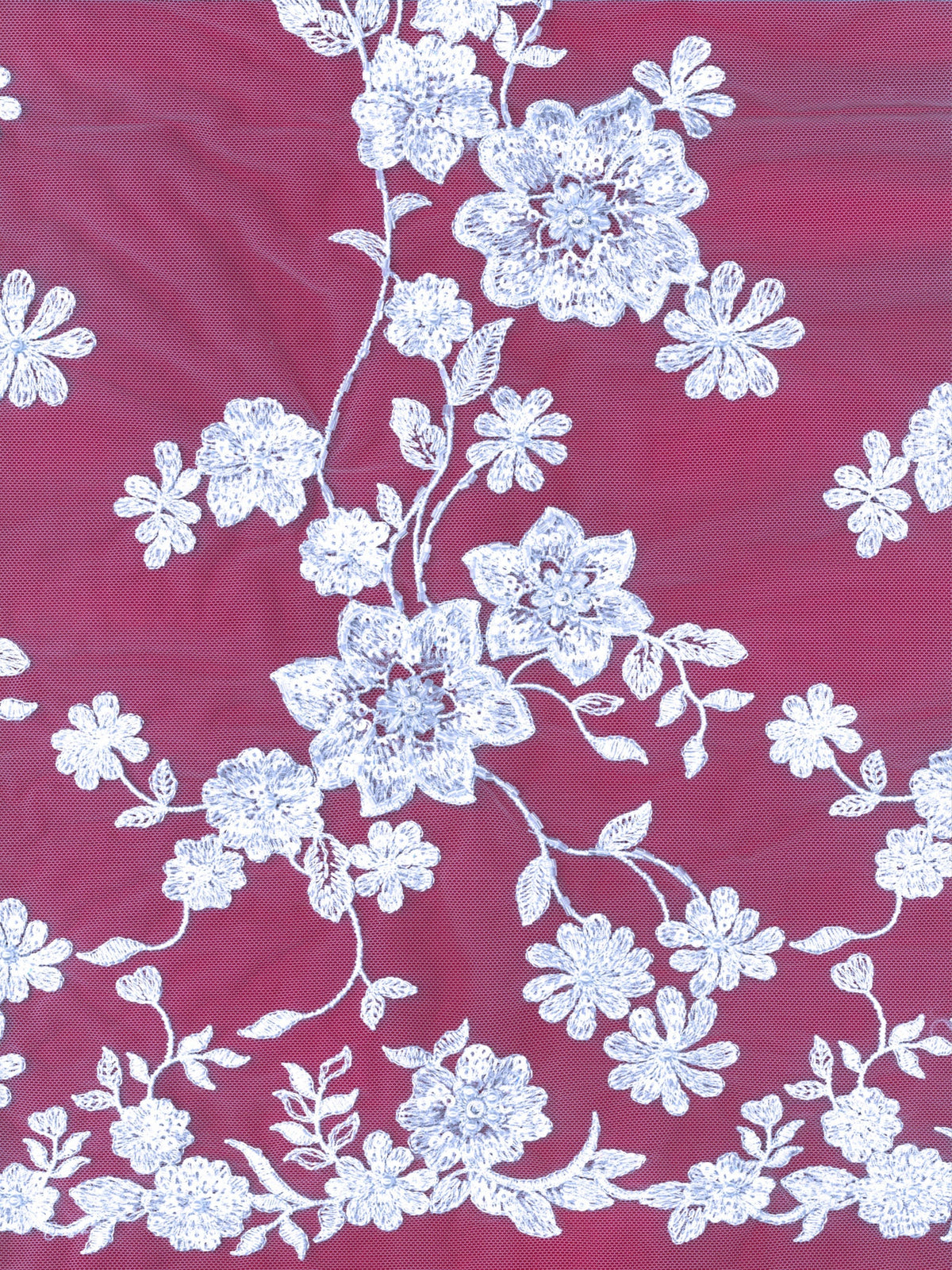 Babyblauer, bestickter Tüll mit Perlen - EB1090