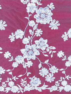 Babyblauer, bestickter Tüll mit Perlen - EB1090